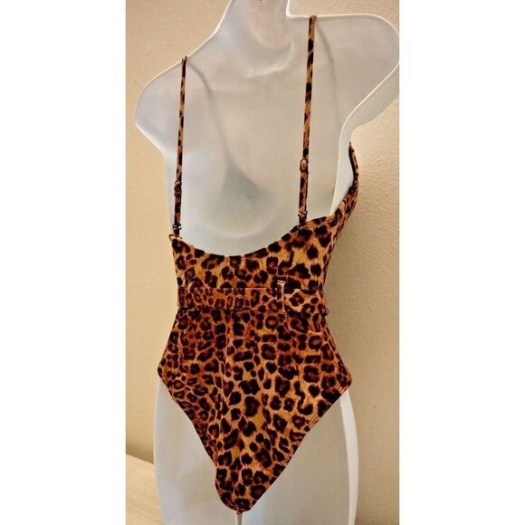 Good American GSW0020 Women's Sz 1/S Leopard Print Showoff 1-Pc Swimsuit - Picture 6 of 12